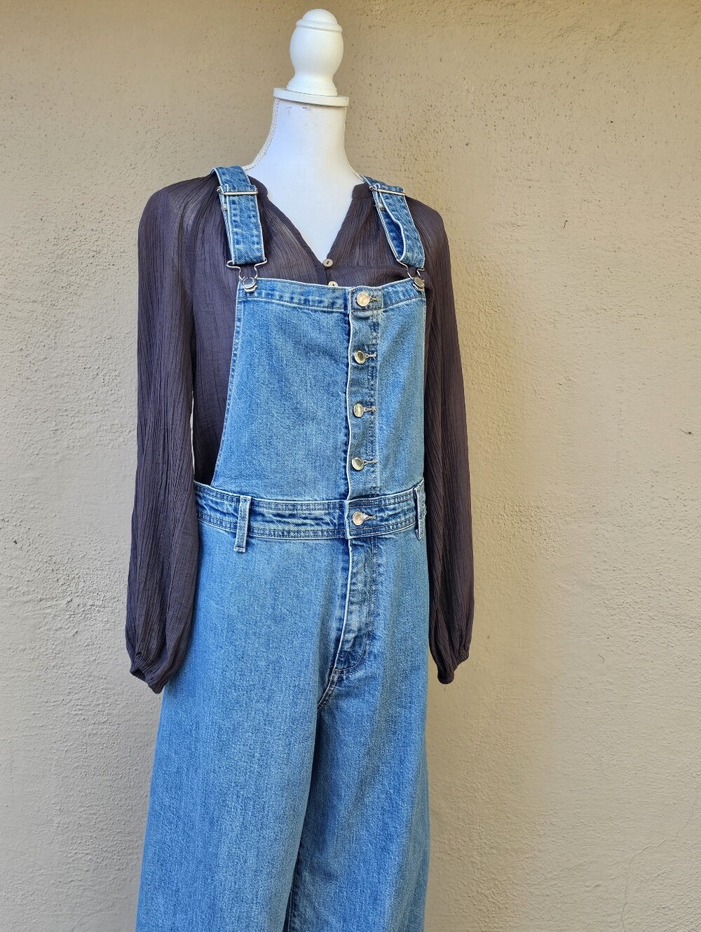 Free People Dusty Plum Peasant Top W/ Cork Buttons + Bishop Sleeves Size XS